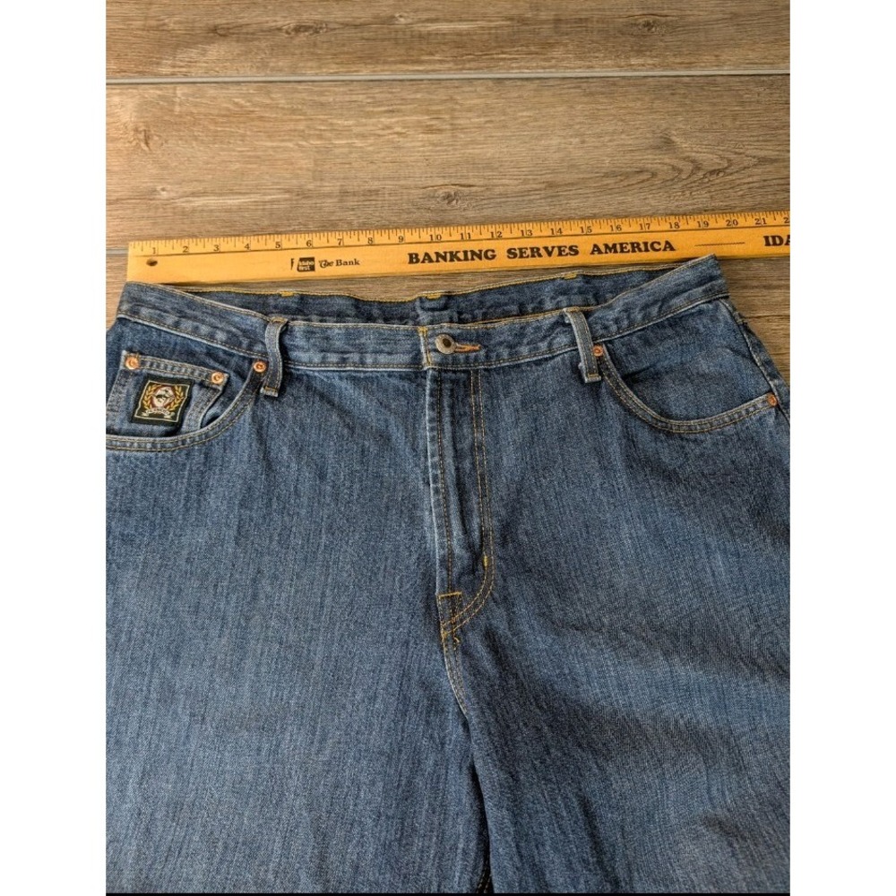 Cinch Jeans Mens 38x34 Blue Denim Black Label Rigid Loose Fit Tapered Cowboy - Picture 7 of 10